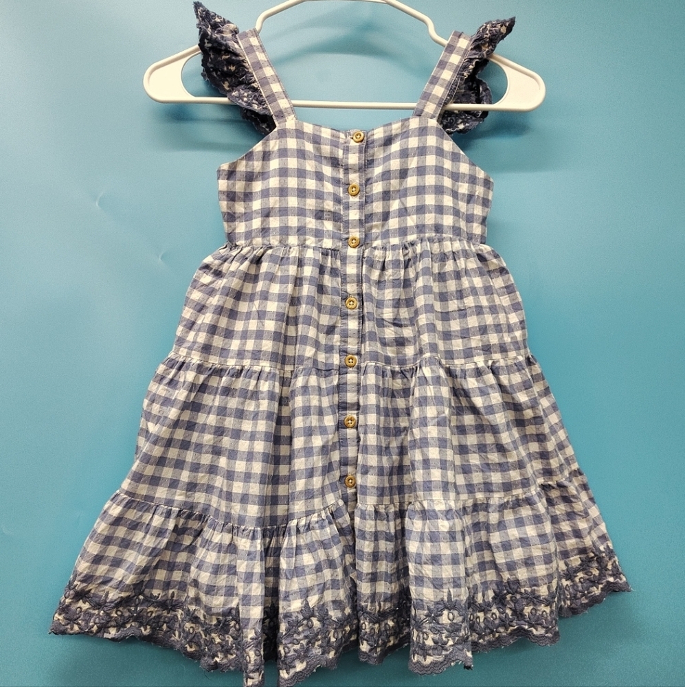 Shabby Chic Blue and White Checkered Kids Dress